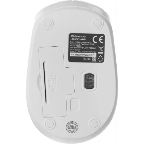 Клавиатура + мышь Defender Auckland C-987 клав:белый мышь:белый USB беспроводная Multimedia (45987)