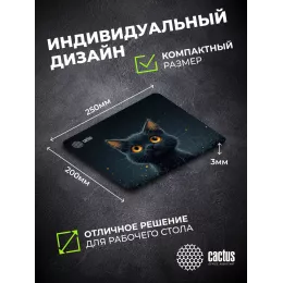 Коврик для мыши Cactus Black Cat 250x200x3мм (CS-MPC-D09S)