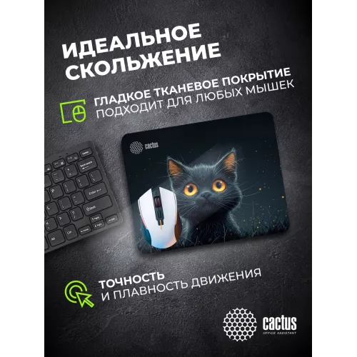 Коврик для мыши Cactus Black Cat 250x200x3мм (CS-MPC-D09S)