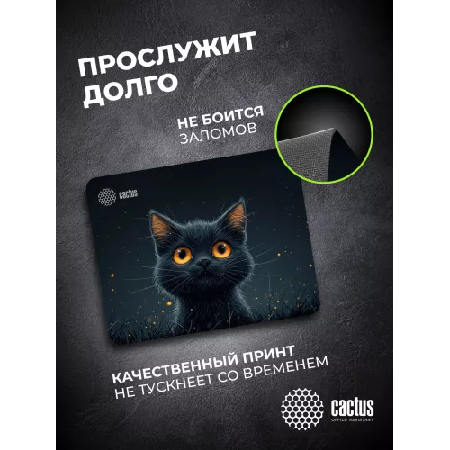 Коврик для мыши Cactus Black Cat 250x200x3мм (CS-MPC-D09S)