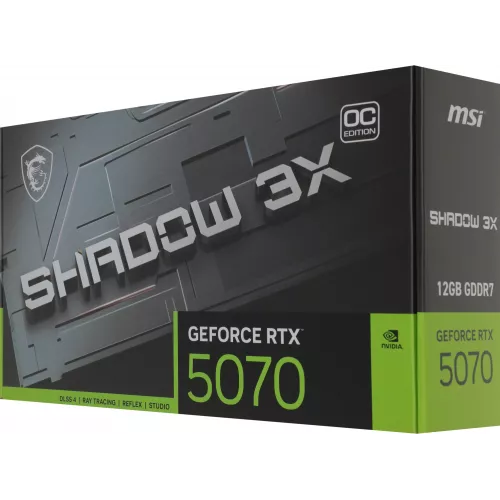 Видеокарта MSI PCI-E 5.0 RTX 5070 12G SHADOW 3X OC NVIDIA GeForce RTX 5070 12Gb 192bit GDDR7 2542/28000 HDMIx1 DPx3 HDCP Ret