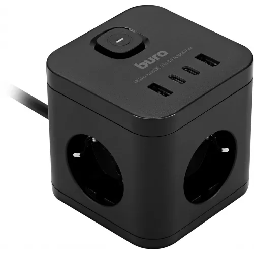 Сетевой удлинитель Buro BU-PC3.1UС-B 1.5м (3 розетки) черный (коробка)