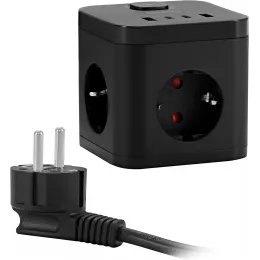 Сетевой удлинитель Buro BU-PC3.1UС-B 1.5м (3 розетки) черный (коробка)