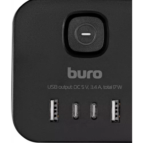 Сетевой удлинитель Buro BU-PC3.1UС-B 1.5м (3 розетки) черный (коробка)