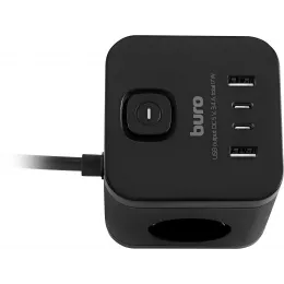 Сетевой удлинитель Buro BU-PC3.1UС-B 1.5м (3 розетки) черный (коробка)