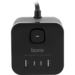 Сетевой удлинитель Buro BU-PC3.1UС-B 1.5м (3 розетки) черный (коробка)