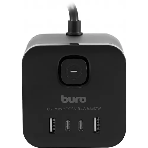 Сетевой удлинитель Buro BU-PC3.1UС-B 1.5м (3 розетки) черный (коробка)
