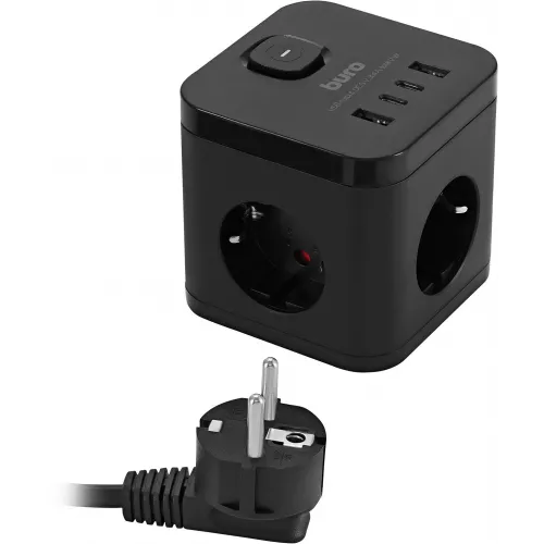 Сетевой удлинитель Buro BU-PC3.1UС-B 1.5м (3 розетки) черный (коробка)