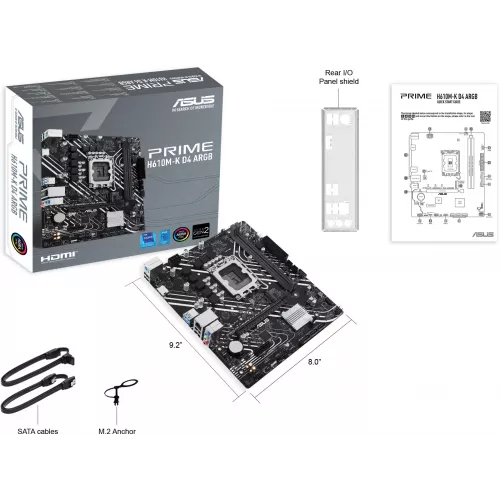Материнская плата Asus PRIME H610M-K D4 ARGB Soc-1700 Intel H610 2xDDR4 mATX AC`97 8ch(7.1) GbLAN+HDMI