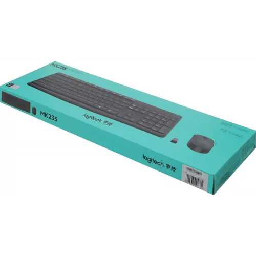 Клавиатура + мышь Logitech MK235 клав:серый мышь:серый/черный USB беспроводная Multimedia (920-007949)