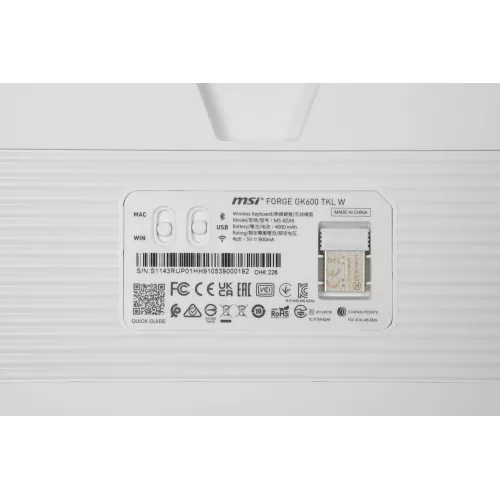 Клавиатура MSI GK600 механическая белый/синий USB беспроводная BT/Radio Multimedia for gamer LED (S11-43RUP01-HH9) кабель 1.8м