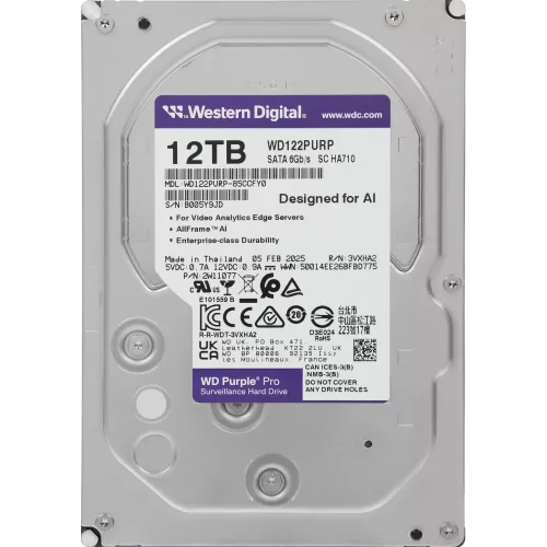 Жесткий диск WD SATA-III 12TB WD122PURP Surveillance Purple Pro (7200rpm) 256Mb 3.5"