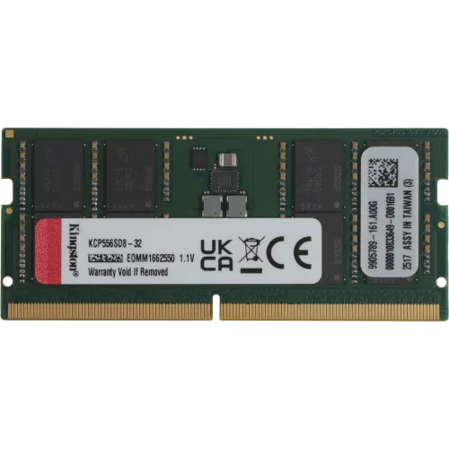 Память DDR5 32GB 5600MHz Kingston KCP556SD8-32 RTL PC5-44800 CL46 SO-DIMM 262-pin 1.1В dual rank Ret