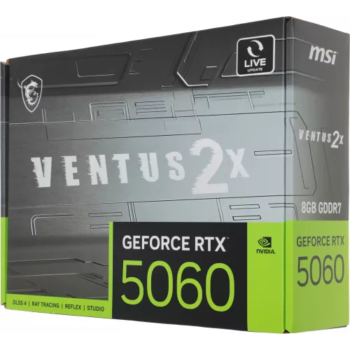 Видеокарта MSI PCI-E 5.0 RTX 5060 8G VENTUS 2X NVIDIA GeForce RTX 5060 8Gb 128bit GDDR7 2497/28000 HDMIx1 DPx3 HDCP Ret