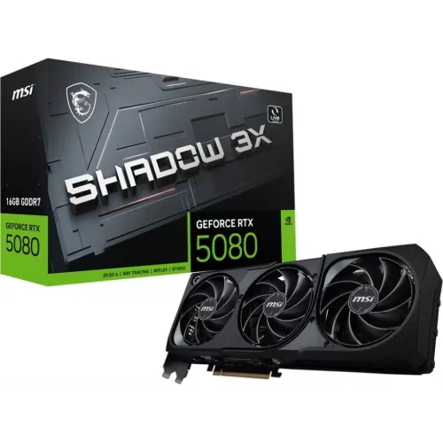 Видеокарта MSI PCI-E 5.0 RTX 5080 16G SHADOW 3X NVIDIA GeForce RTX 5080 16Gb 256bit GDDR7 2617/30000 HDMIx1 DPx3 HDCP Ret
