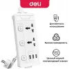 Сетевой фильтр Deli ET409 2м (2 розетки) белый (пакет ПЭ)