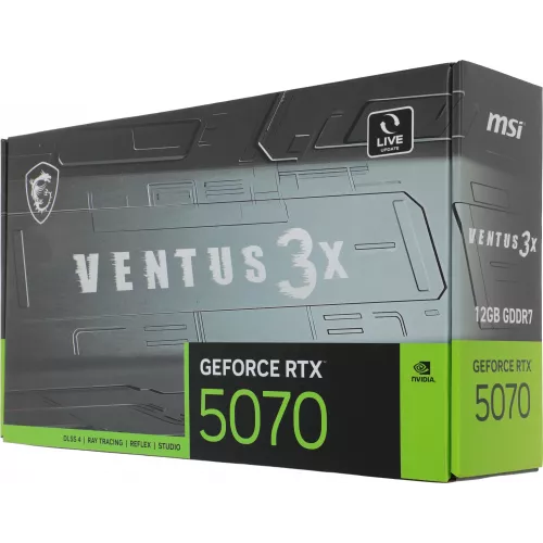 Видеокарта MSI PCI-E 5.0 RTX 5070 12G VENTUS 3X NVIDIA GeForce RTX 5070 12Gb 192bit GDDR7 2512/28000 HDMIx1 DPx3 HDCP Ret