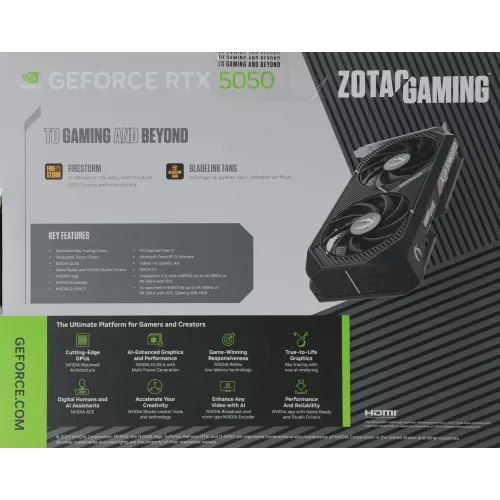 Видеокарта Zotac PCI-E 5.0 RTX 5050 TWIN EDGE NVIDIA GeForce RTX 5050 8Gb 128bit GDDR6 2572/20000 HDMIx1 DPx3 HDCP Ret