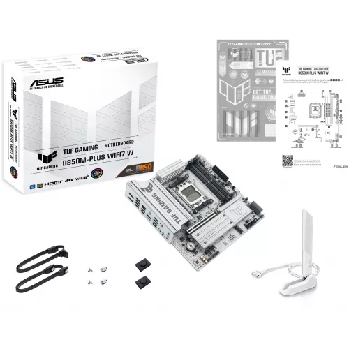 Материнская плата Asus TUF GAMING B850M-PLUS WIFI7 W Socket AM5 AMD B850 4xDDR5 mATX AC`97 8ch(7.1) 2.5Gg RAID+HDMI+DP