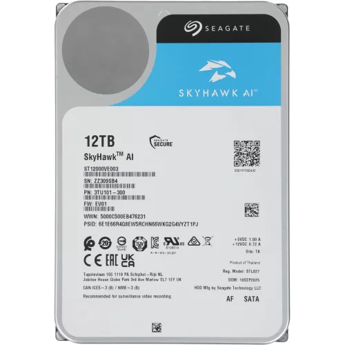 Жесткий диск Seagate SATA-III 12TB ST12000VE003 SkyHawkAI 512E (7200rpm) 256Mb 3.5"