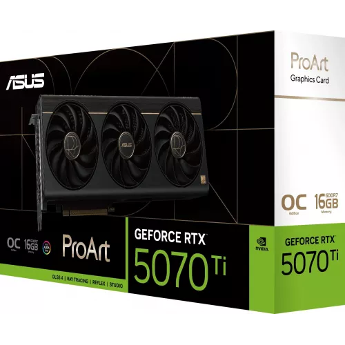 Видеокарта Asus PCI-E 5.0 PROART-RTX5070TI-O16G NVIDIA GeForce RTX 5070TI 16Gb 256bit GDDR7 2588/28000 HDMIx1 DPx3 HDCP Ret