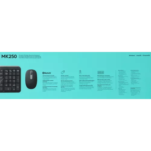 Клавиатура + мышь Logitech MK250 Compact MR0114 клав:графитовый мышь:графитовый USB беспроводная BT Multimedia (920-013853)