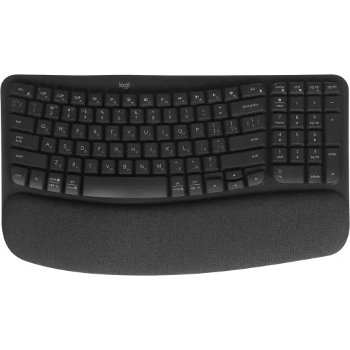 Клавиатура Logitech Wave Keys графитовый USB беспроводная BT/Radio slim Ergo LED (подставка для запястий) (920-012319)
