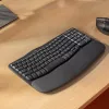 Клавиатура Logitech Wave Keys графитовый USB беспроводная BT/Radio slim Ergo LED (подставка для запястий) (920-012319)