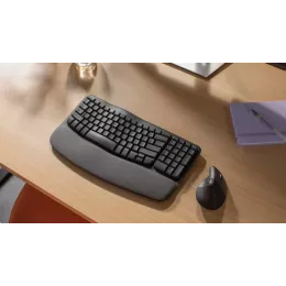 Клавиатура Logitech Wave Keys графитовый USB беспроводная BT/Radio slim Ergo LED (подставка для запястий) (920-012319)