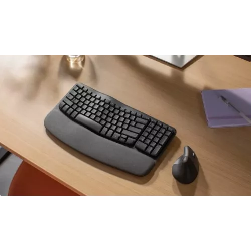 Клавиатура Logitech Wave Keys графитовый USB беспроводная BT/Radio slim Ergo LED (подставка для запястий) (920-012319)