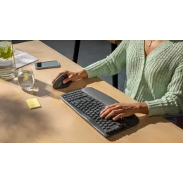 Клавиатура Logitech Wave Keys графитовый USB беспроводная BT/Radio slim Ergo LED (подставка для запястий) (920-012319)