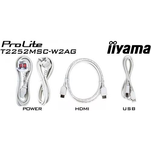 Монитор Iiyama 21.5" ProLite T2252MSC-W2AG белый IPS LED 5ms 16:9 HDMI M/M матовая 250cd 178гр/178гр 1920x1080 60Hz DP FHD USB Touch 4.5кг
