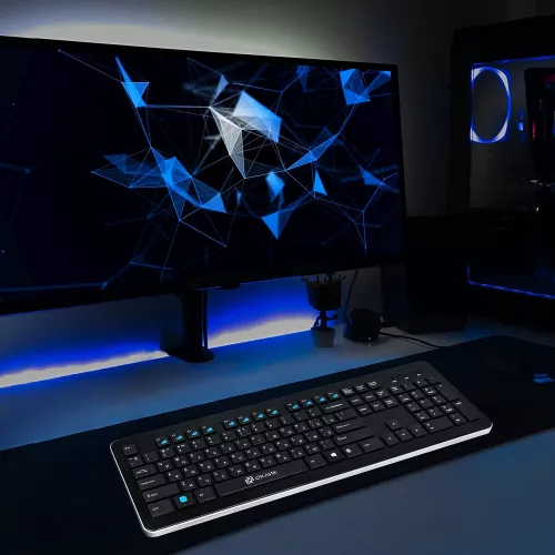 Клавиатура Оклик 870S черный USB беспроводная slim Multimedia (368218)