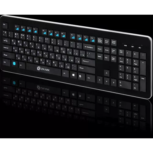 Клавиатура Оклик 870S черный USB беспроводная slim Multimedia (368218)