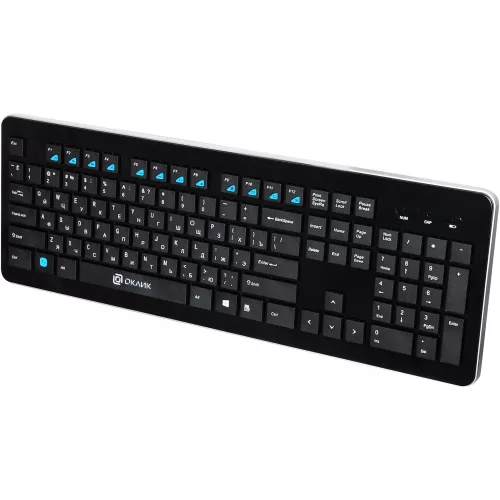 Клавиатура Оклик 870S черный USB беспроводная slim Multimedia (368218)