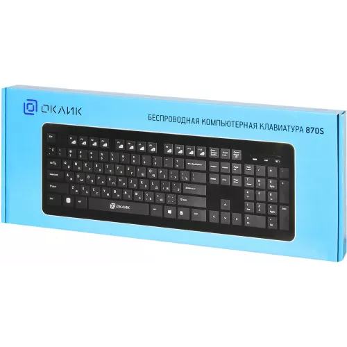 Клавиатура Оклик 870S черный USB беспроводная slim Multimedia (368218)