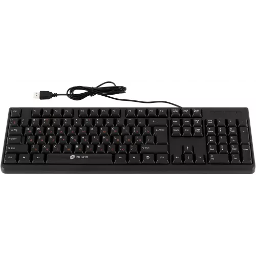 Клавиатура Оклик 100M HW3 черный USB (654570) кабель 1.6м