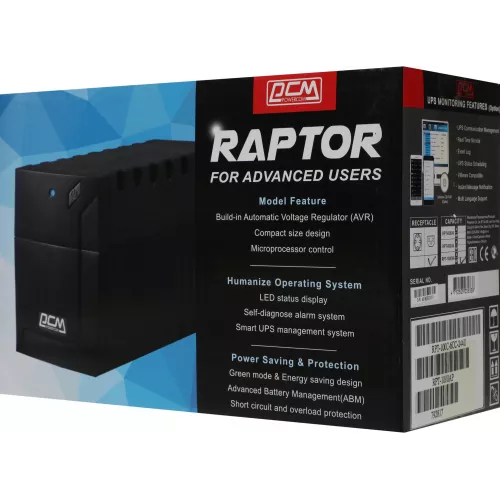 Источник бесперебойного питания Powercom Raptor RPT-1000AP 600Вт 1000ВА черный