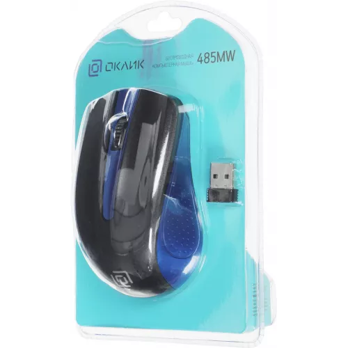 Мышь Оклик 485MW черный/синий оптическая 1200dpi беспров. USB для ноутбука 3but (997826)