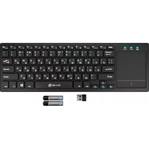 Клавиатура Оклик 830ST черный USB беспроводная slim Multimedia Touch (1011937)