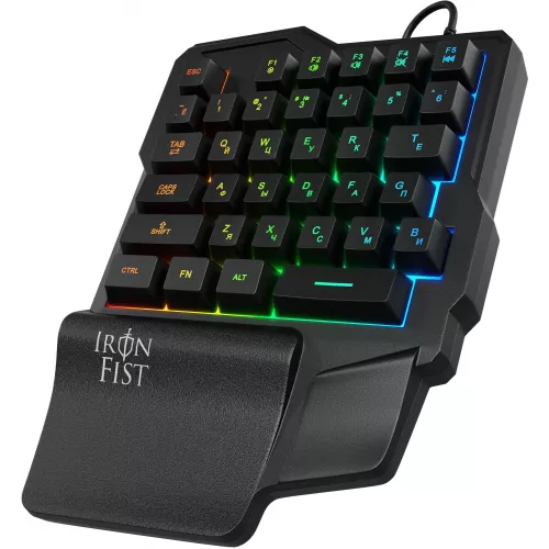 Игровой блок Оклик 701G IRON FIST черный USB for gamer LED (подставка для запястий) (1196590) кабель 1.8м