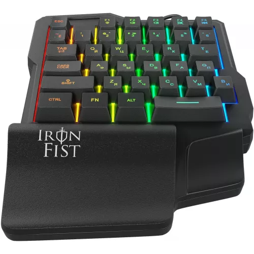 Игровой блок Оклик 701G IRON FIST черный USB for gamer LED (подставка для запястий) (1196590) кабель 1.8м