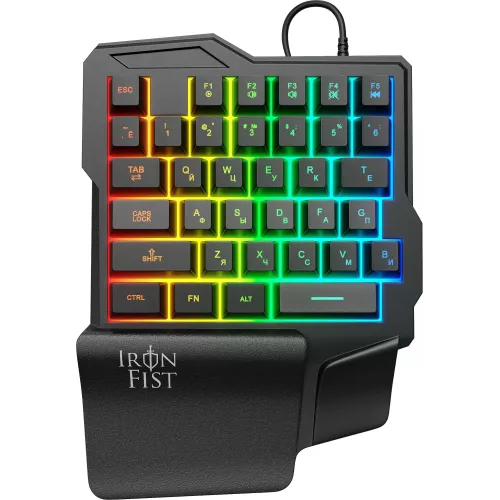 Игровой блок Оклик 701G IRON FIST черный USB for gamer LED (подставка для запястий) (1196590) кабель 1.8м