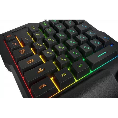 Игровой блок Оклик 701G IRON FIST черный USB for gamer LED (подставка для запястий) (1196590) кабель 1.8м