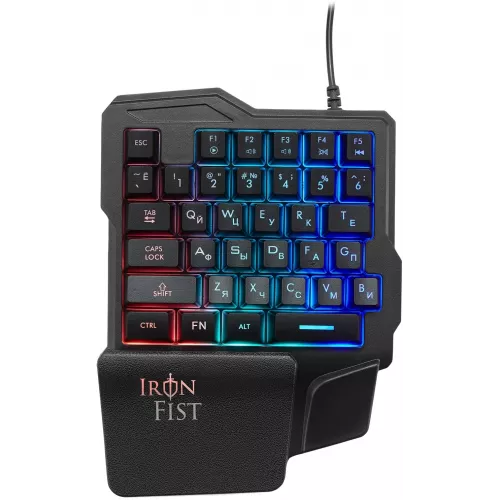 Игровой блок Оклик 701G IRON FIST черный USB for gamer LED (подставка для запястий) (1196590) кабель 1.8м