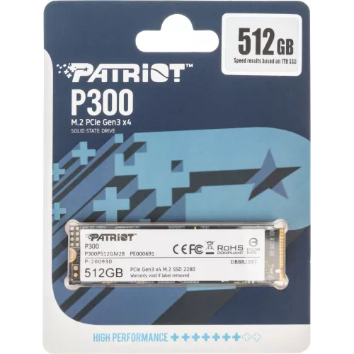 Накопитель SSD Patriot PCIe 3.0 x4 512GB P300P512GM28 P300 M.2 2280