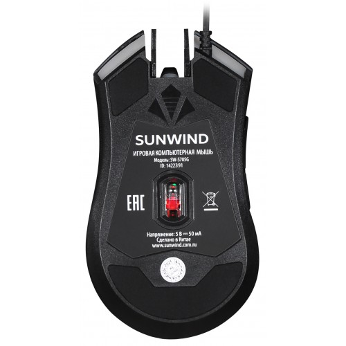 Мышь SunWind SW-M705G черный оптическая 3600dpi USB для ноутбука 6but (1422391)