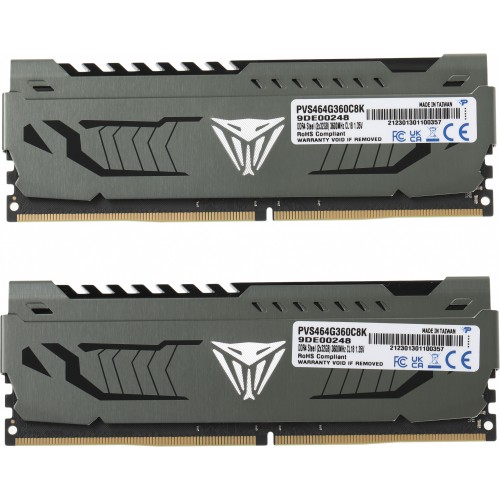Память DDR4 2x32Gb 3600MHz Patriot PVS464G360C8K Viper Steel RTL Gaming PC4-28800 CL18 DIMM 288-pin 1.35В dual rank с радиатором Ret