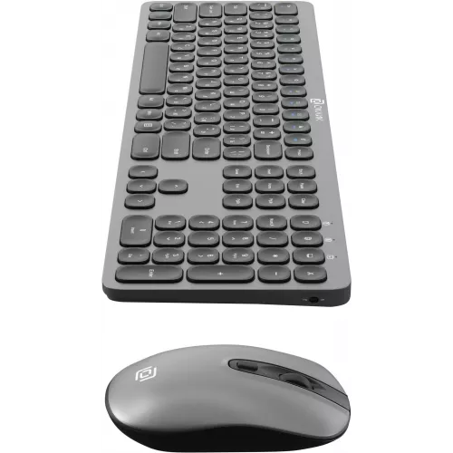 Клавиатура + мышь Оклик 300M клав:серый мышь:серый/черный USB беспроводная slim (1488402)