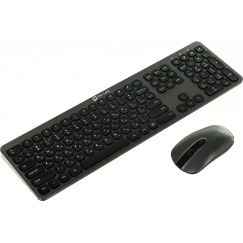 Клавиатура + мышь Оклик 300M клав:серый мышь:серый/черный USB беспроводная slim (1488402)